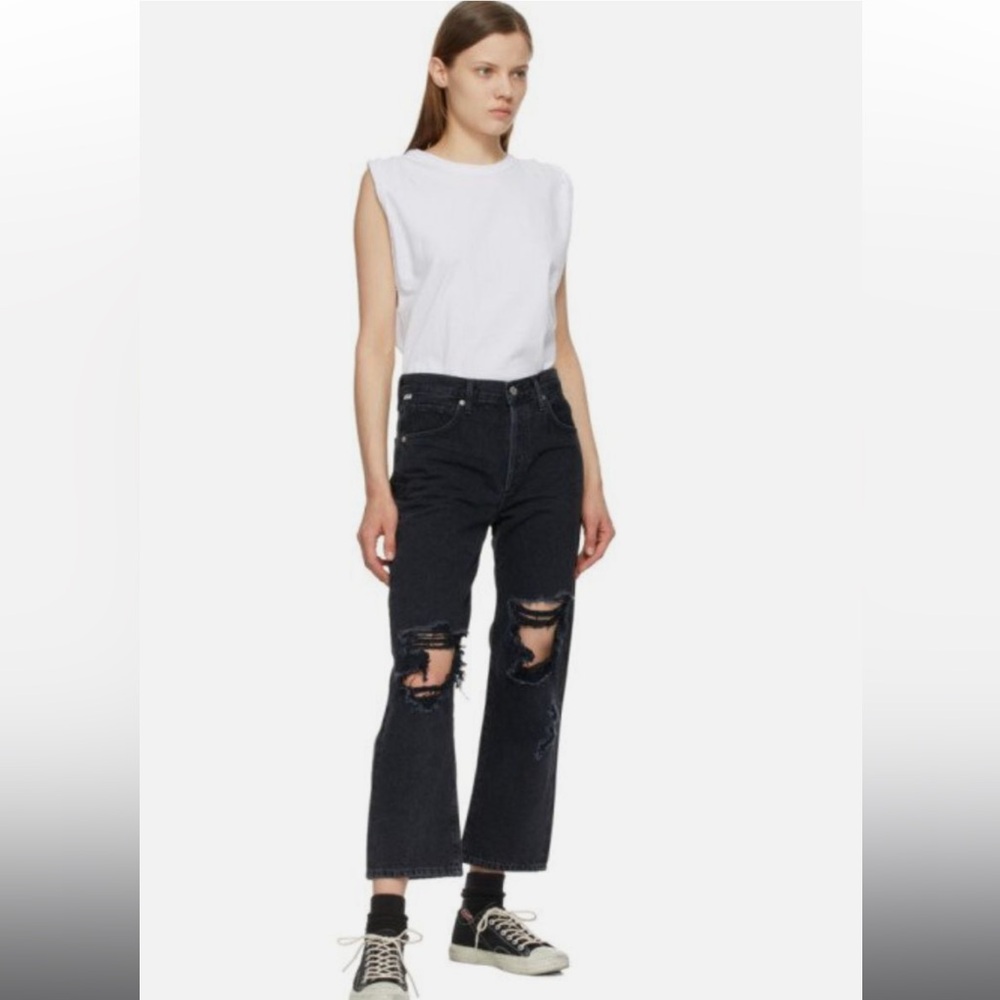 NWOT Citizens of Humanity Emery Relaxed Straight Distressed Crop Ankle Jeans 25